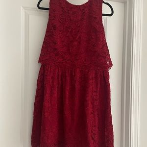 Red, lace, sleeveless Forever 21 dress.